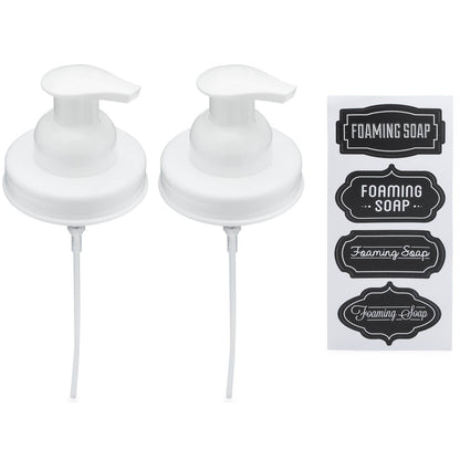 Jarmazing Mason Jar Foaming Soap Dispenser Lid - Regular Mouth White 2-pack