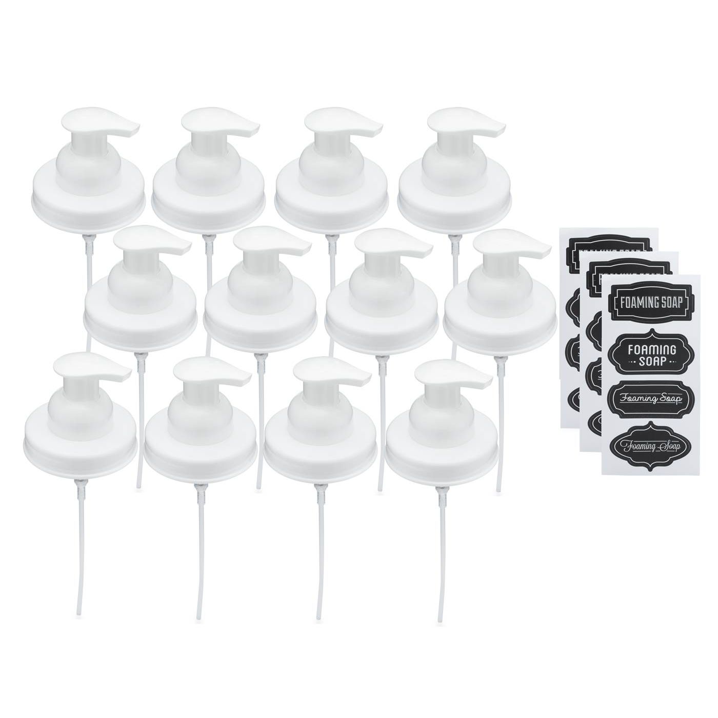 Jarmazing Mason Jar Foaming Soap Dispenser Lid - Regular Mouth White 12-pack