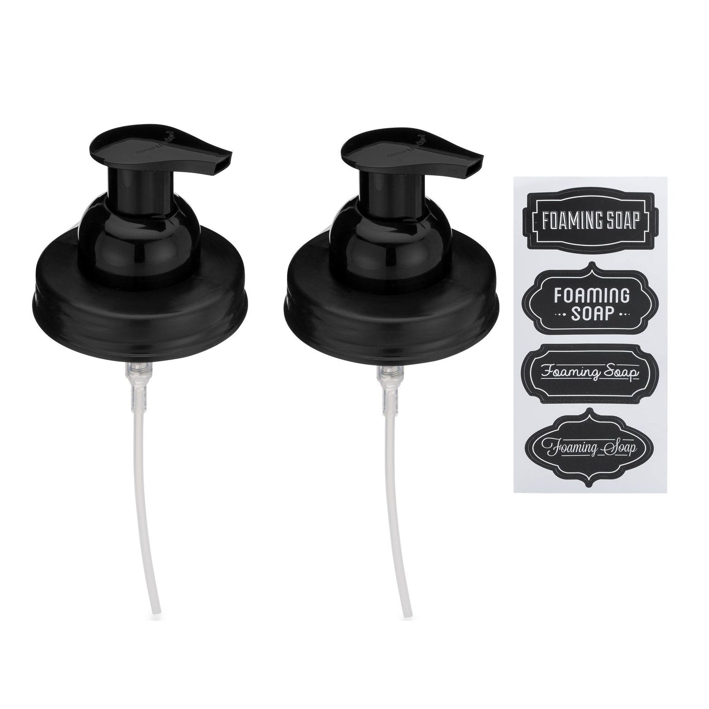 Jarmazing Mason Jar Foaming Soap Dispenser Lid - Regular Mouth Black 2-pack