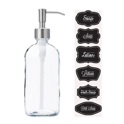Jarmazing 16 oz Clear Glass Soap and Lotion Dispenser Stainless Steel