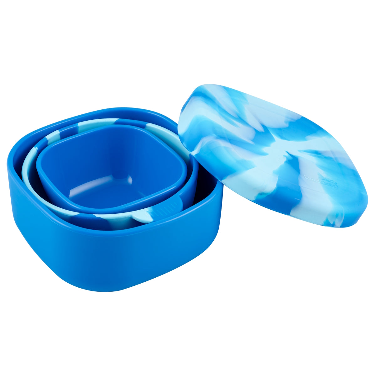 Lunchbots Nested Mighty Bowl Set Blue Blue swirl