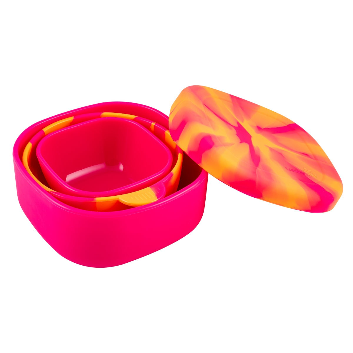 Lunchbots Nested Mighty Bowl Set Pink Orange swirl
