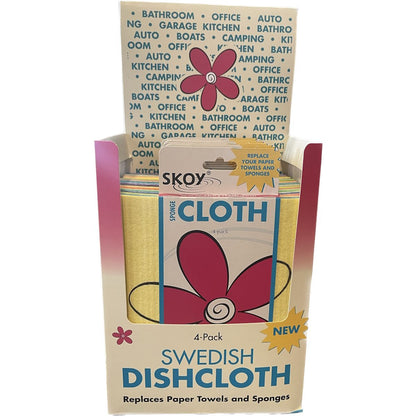 SKOY Cleaning Cloths, MIXED COLOURS (Pack of 4) Shelf Box for Stores (12 4-packs)