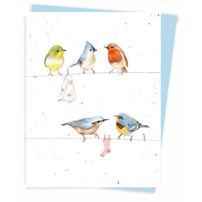 Hobeika Art Plant Me Card Birds on a Clothesline