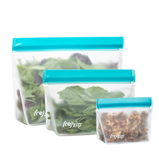 (re)zip Reusable Stand-Up Leak-Proof Bags (3-pack) Aqua