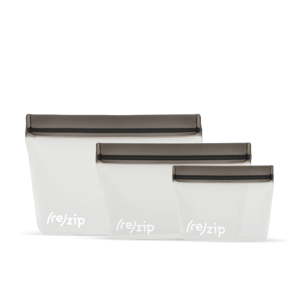 (re)zip Reusable Stand-Up Leak-Proof Bags (3-pack) Gray