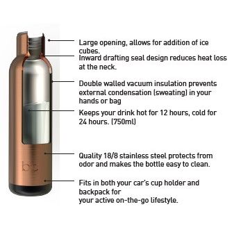 15 oz BQ Vacuum Insulated Stainless Steel Travel Bottle