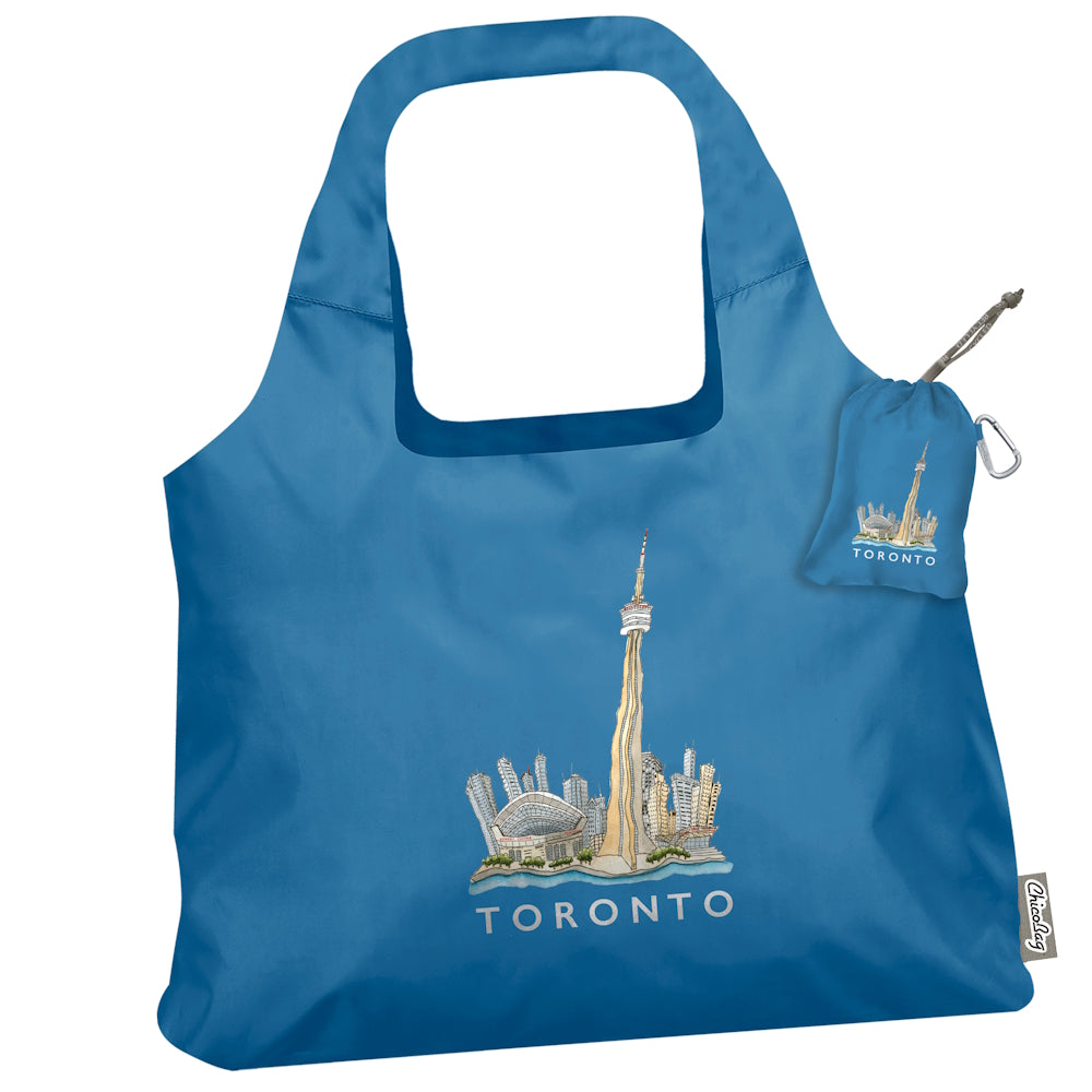ChicoBag Vita Shoulder Style Bag, Iconic Toronto Skyline Malibu Blue