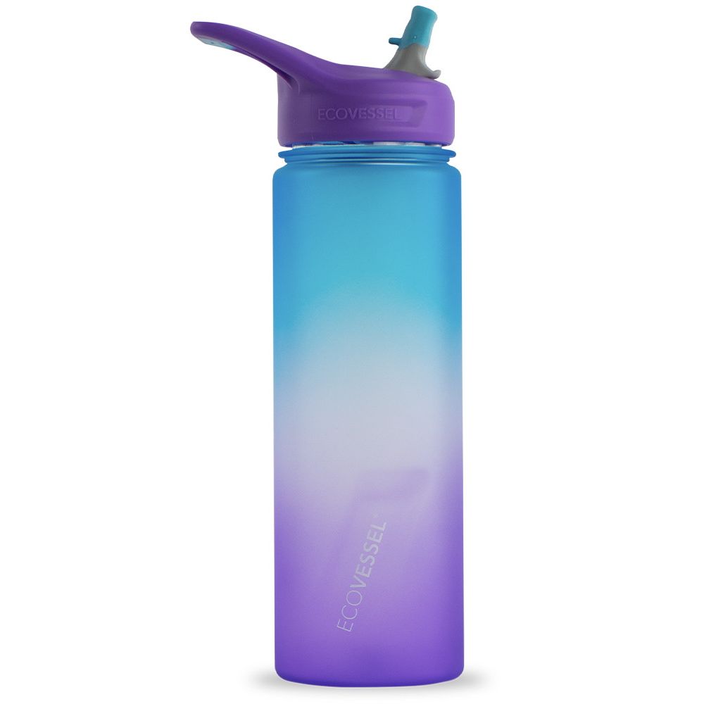 24 oz EcoVessel Wave Sports Water Bottle with Silicone Straw