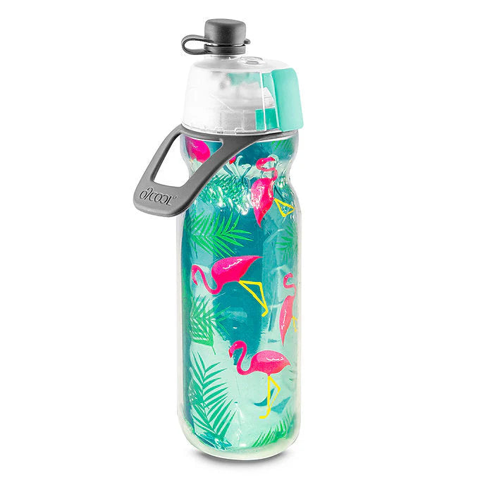 O2Cool 20 oz Mist ’N Sip Squeeze Bottle Flamingo