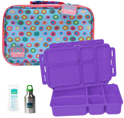 Go Green Leak-Proof Lunchbox Set Confetti with Purple Food Box