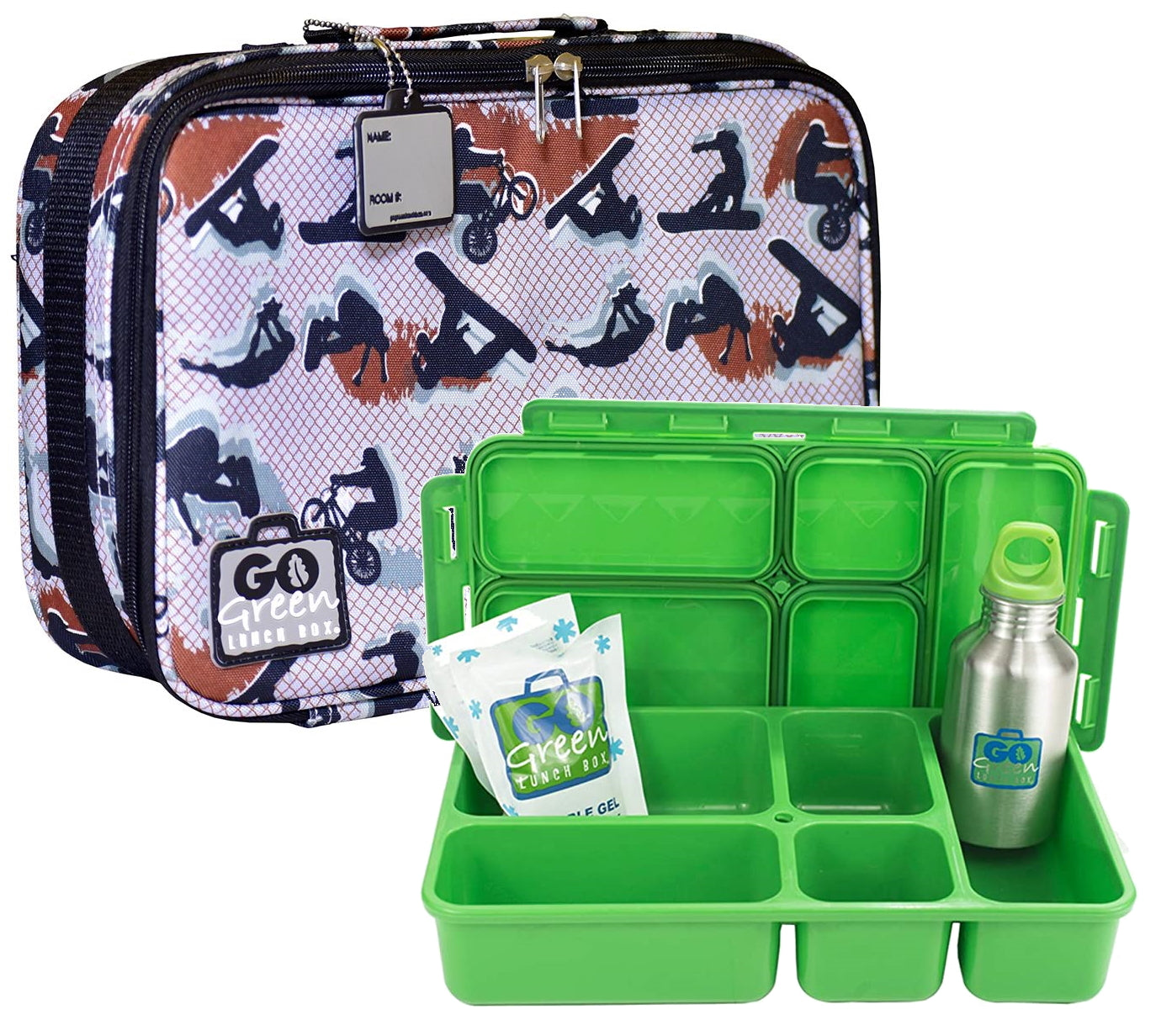 Go Green Leak-Proof Lunchbox Set Spaced Out with Green Food Box