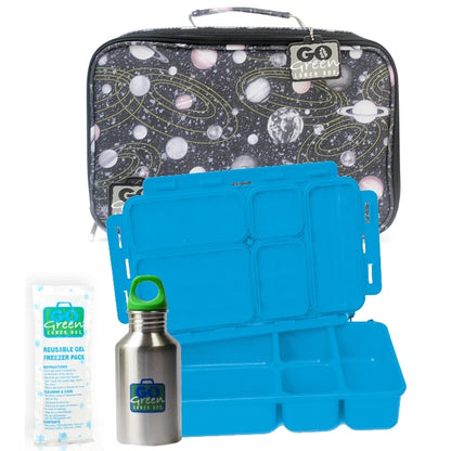 Go Green Leak-Proof Lunchbox Set Spaced Out with Blue Food Box