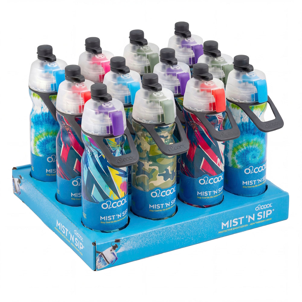 O2COOL Mist 'N Sip Squeeze Bottle Display Case Active