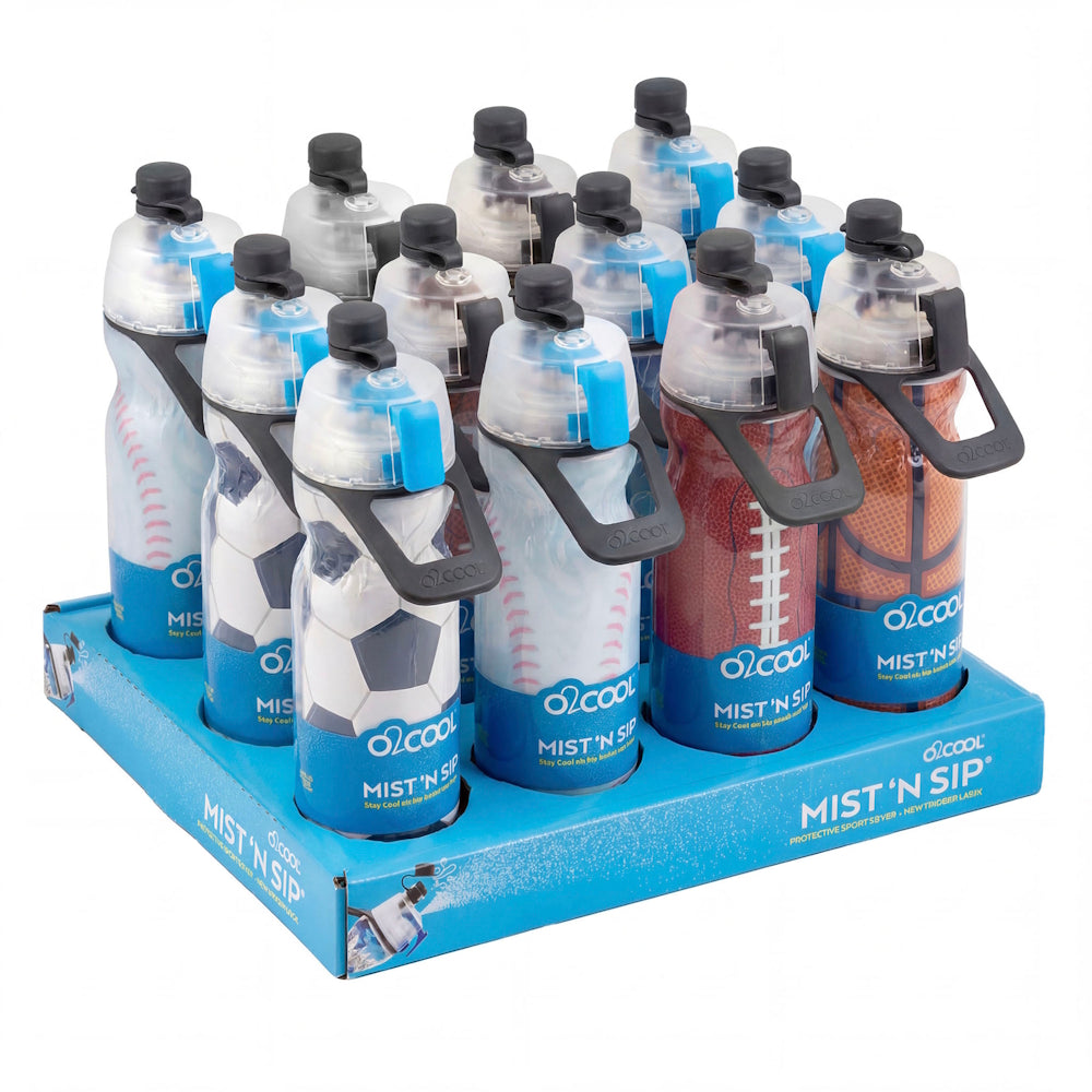 O2COOL Mist 'N Sip Squeeze Bottle Display Case Sports