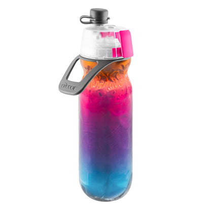 O2Cool 20 oz Mist ’N Sip Squeeze Bottle Ombre Raspberry
