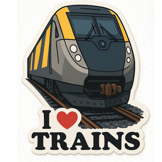 “I Love Trains” Sticker