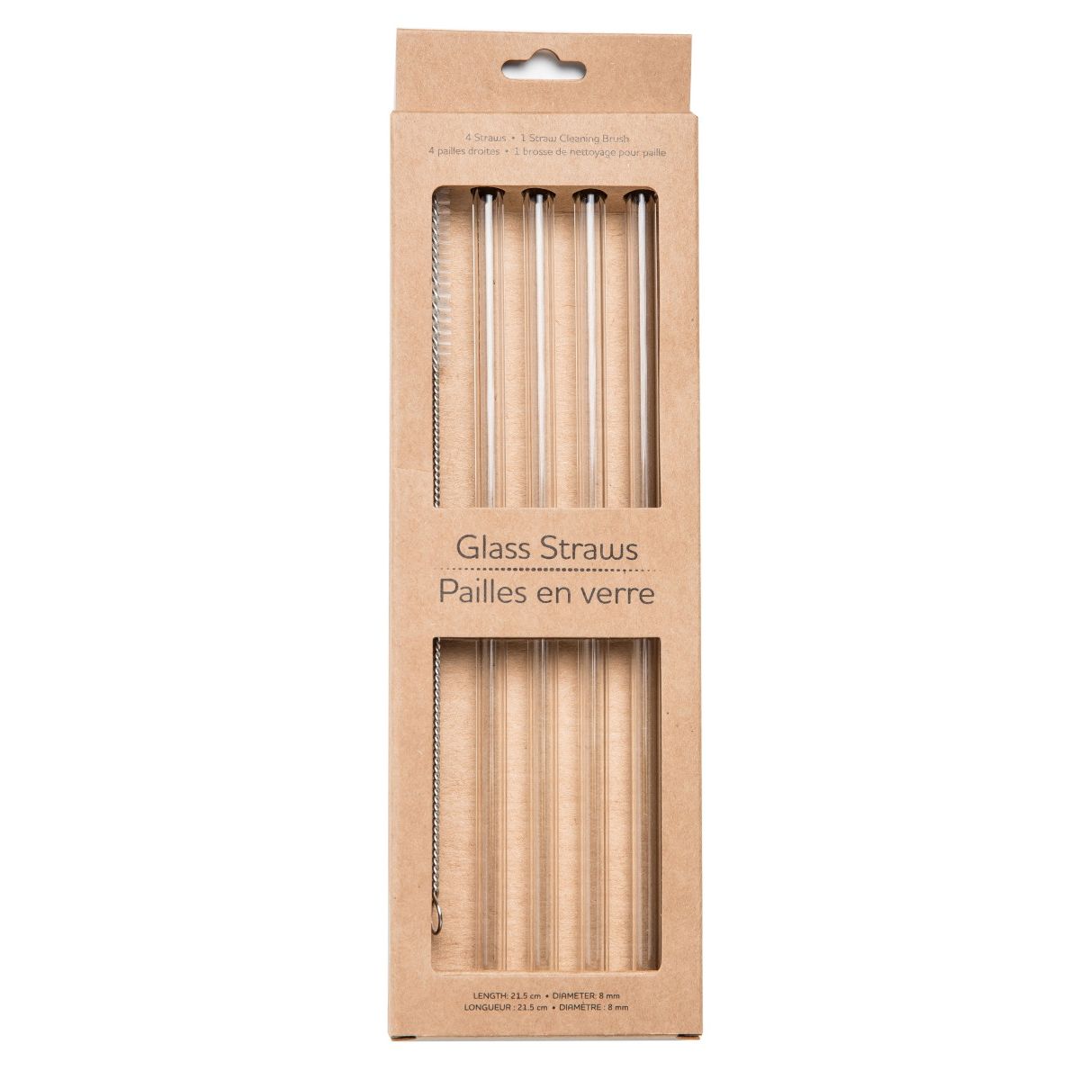 Life Without Waste Glass Drinking Straws (Pack of 4 + Brush)