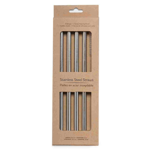 Life Without Waste Stainless Steel Straws (4 straws + Brush)