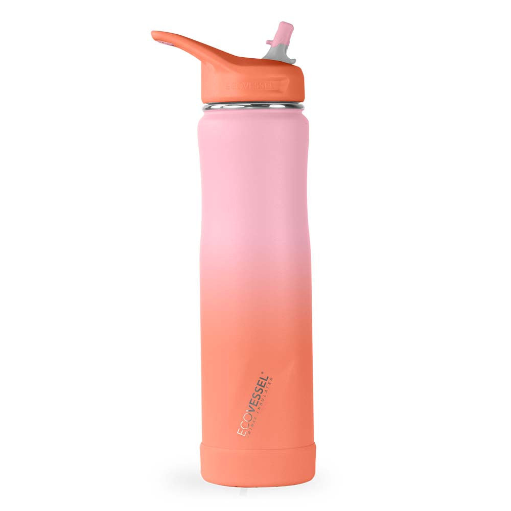 24 oz EcoVessel SUMMIT Stainless Steel Insulated Straw Water Bottle