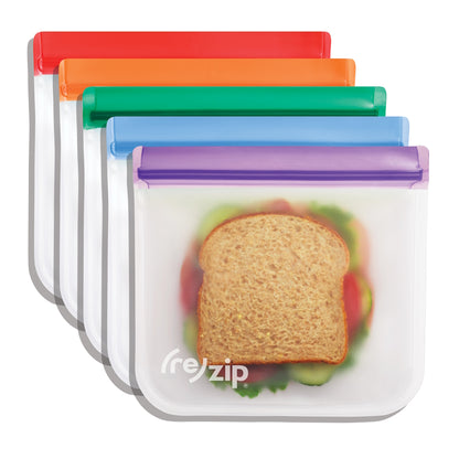 (re)zip Leakproof Reusable Lunch Storage Bags (5-Pack)