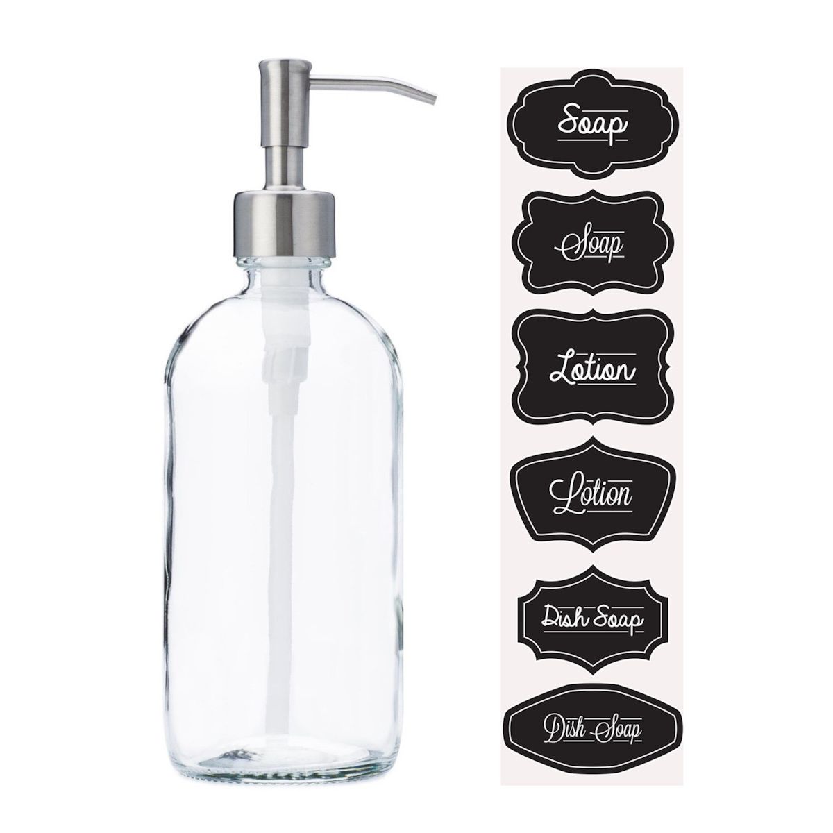 Jarmazing 16 oz Clear Glass Soap and Lotion Dispenser