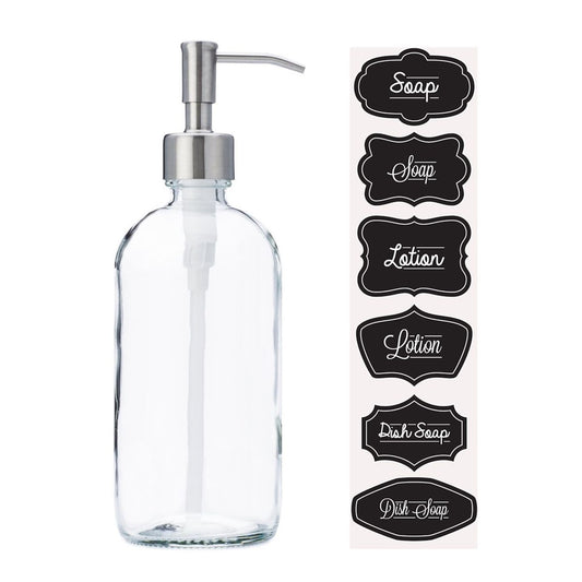 Jarmazing 16 oz Clear Glass Soap and Lotion Dispenser