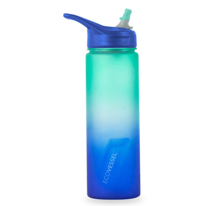 24 oz EcoVessel Wave Sports Water Bottle with Silicone Straw