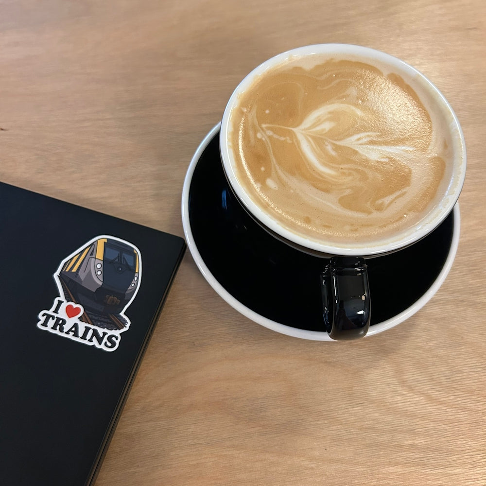 “I Love Trains” Sticker
