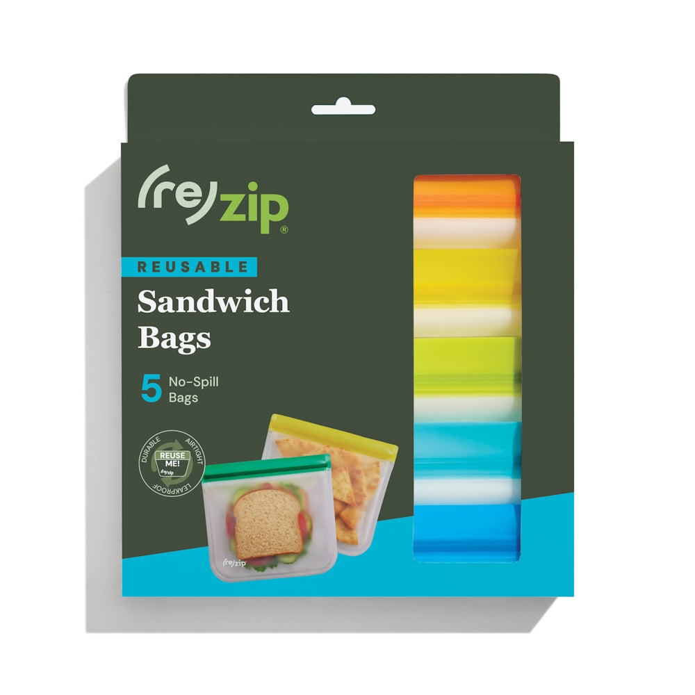 (re)zip Leakproof Reusable Lunch Storage Bags (5-Pack)