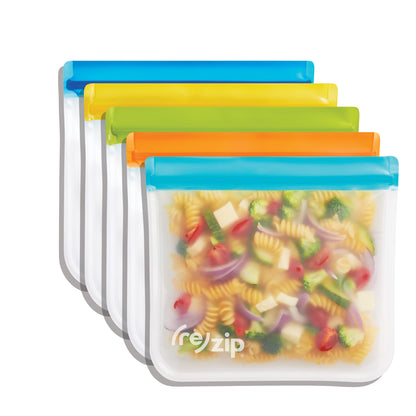 (re)zip Leakproof Reusable Lunch Storage Bags (5-Pack)